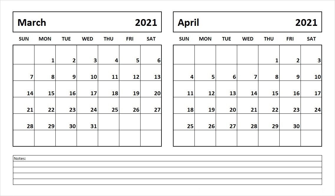 Printable April 2021 Calendar Free