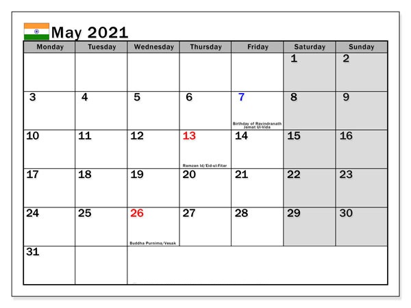 April May 2021 Calendar Printable