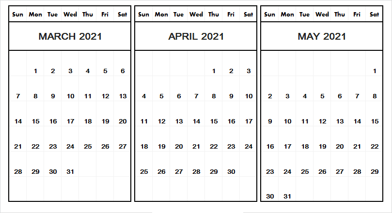 April May 2021 Calendar Printable