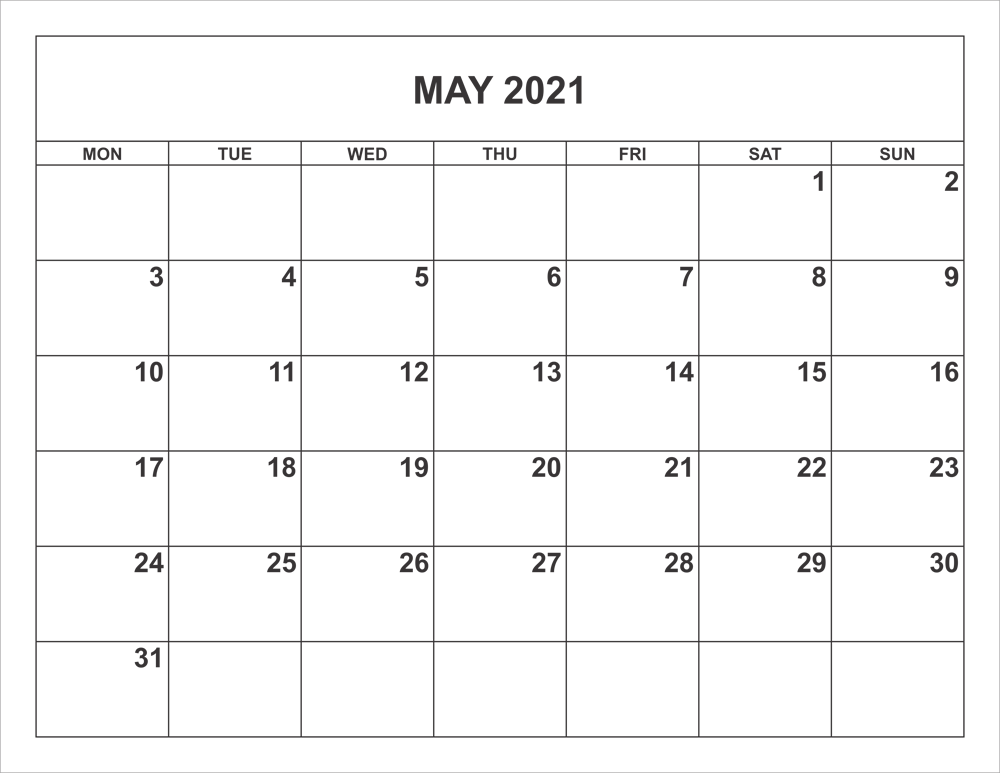 April May June 2021 Calendar Printable