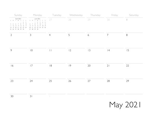 May 2021 Blank Calendar PDF