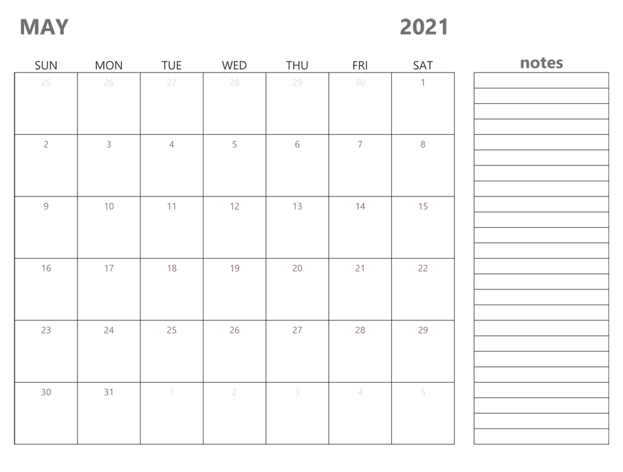 May 2021 Blank Calendar PDF