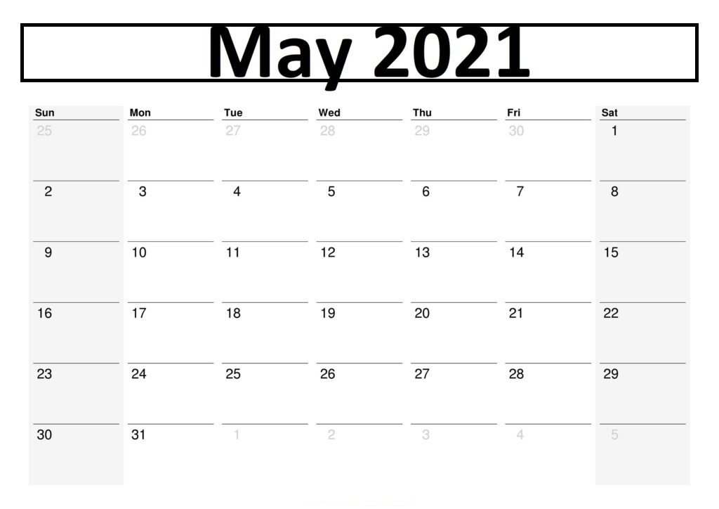 May 2021 Blank Calendar Pages