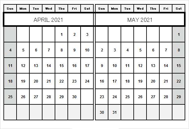 May 2021 Blank Calendar