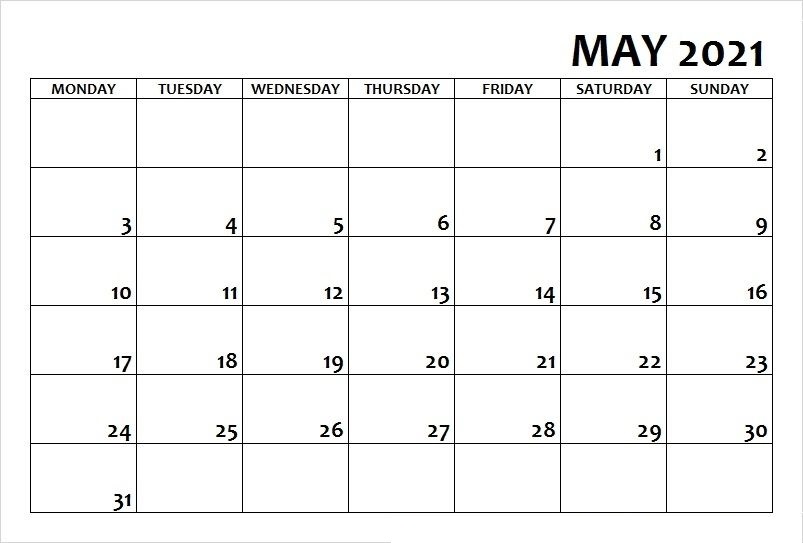 May 2021 Calendar Printable Free