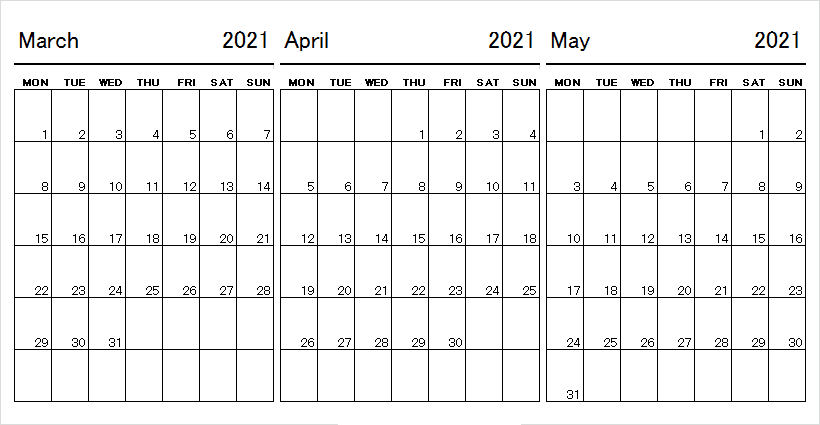 May 2021 Calendar Printable Starts Monday