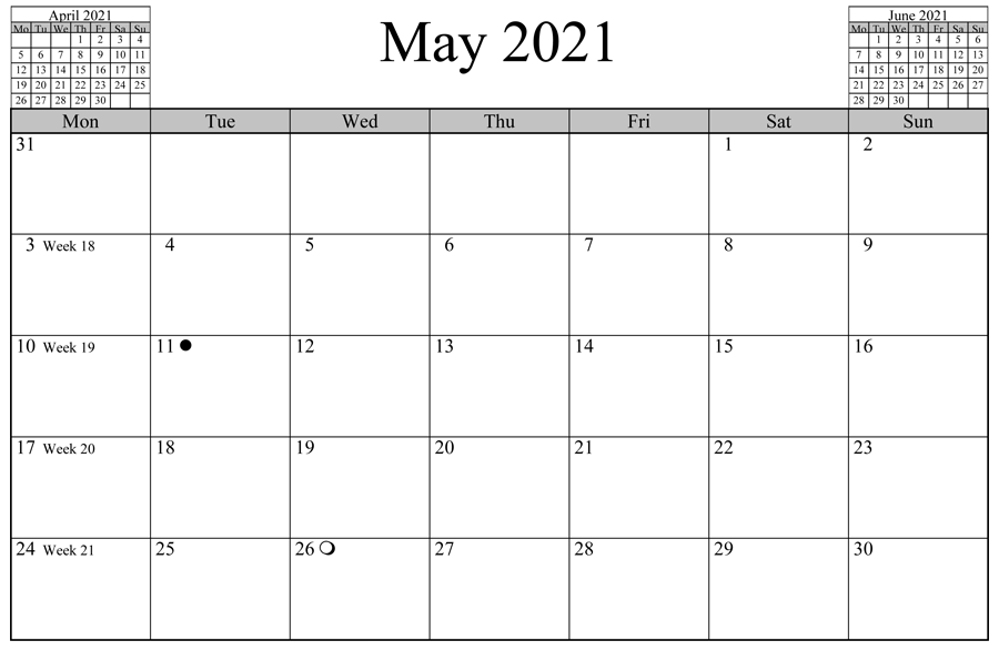 May 2021 Calendar Template Word