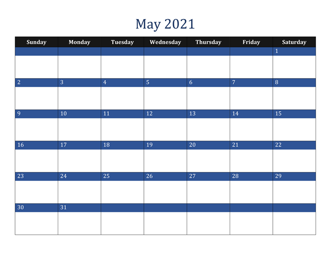 May 2021 Calendar With Holidays