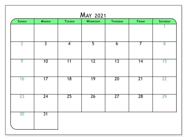 May 2021 Calendar with Holidays USA