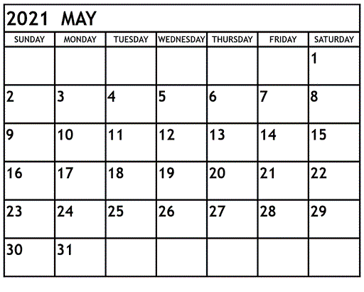 May 2021 Calendar