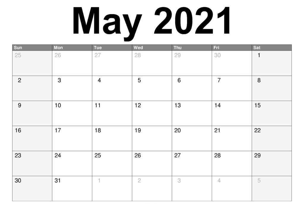 May 2021 PDF Calendar Template