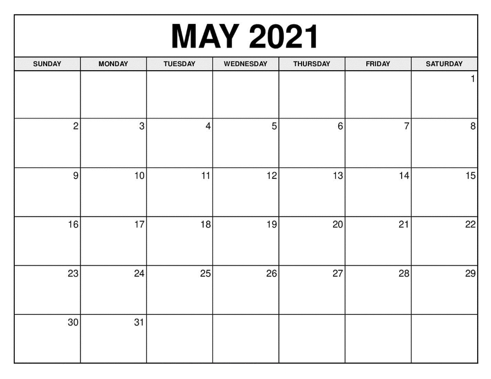 May 2021 Printable Calendar Template