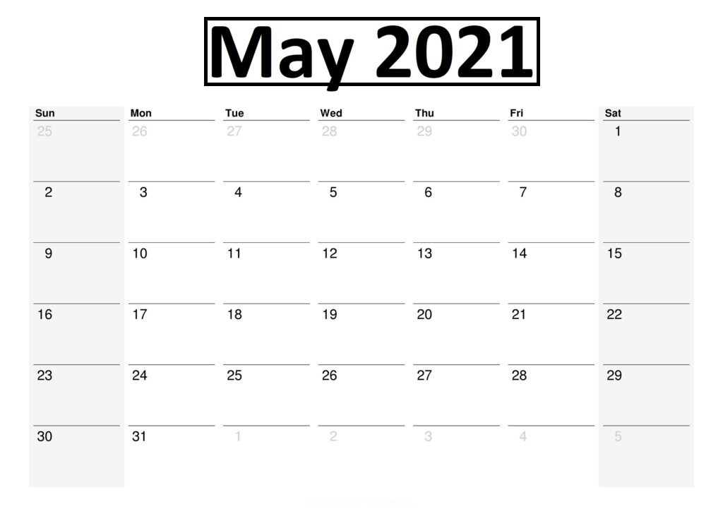 May 2021 Printable Calendar Word