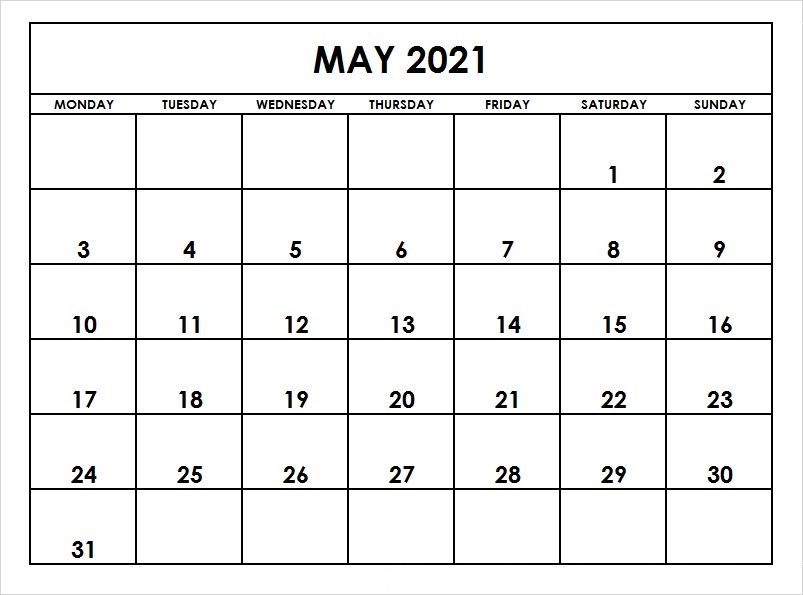 May June 2021 Calendar