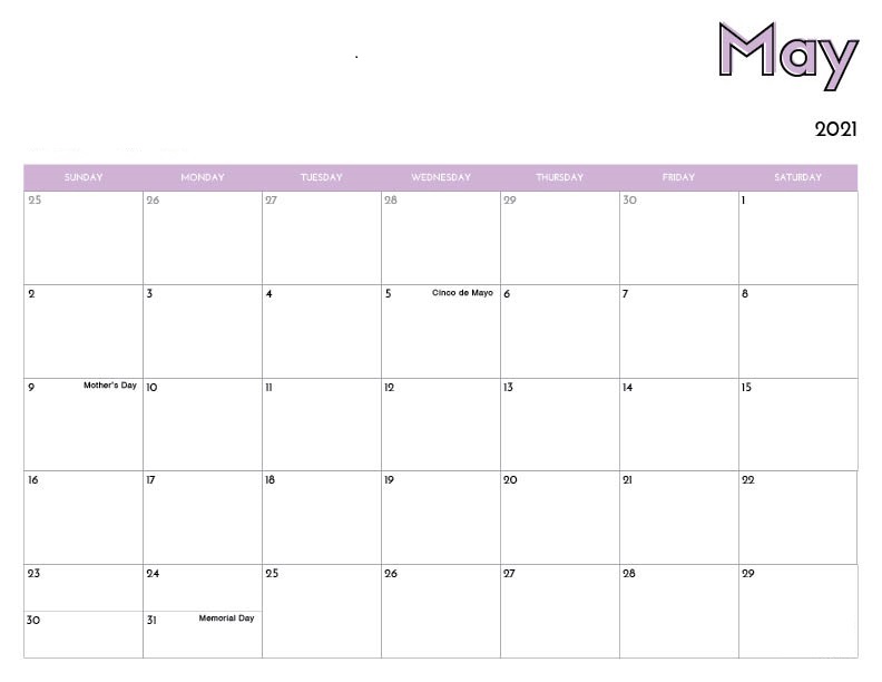 May June July 2021 Calendar