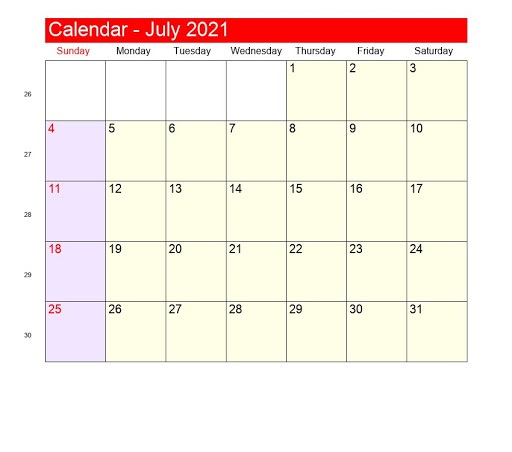 2021 July August Calendar