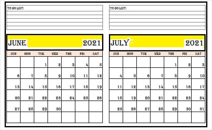 2021 July Month Calendar
