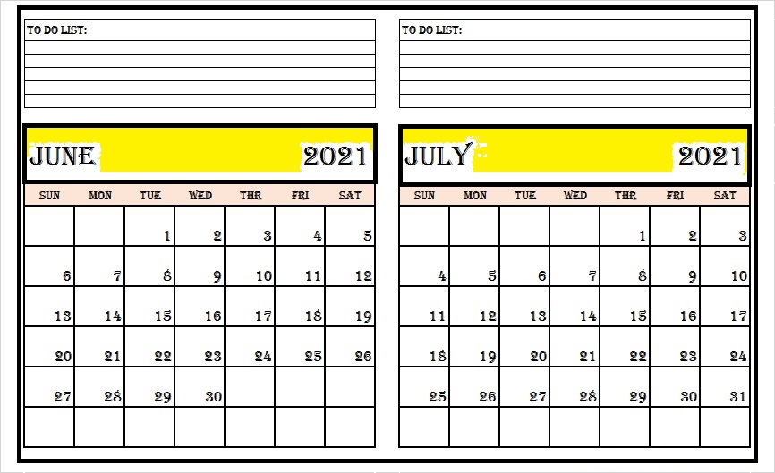 2021 July Month Calendar