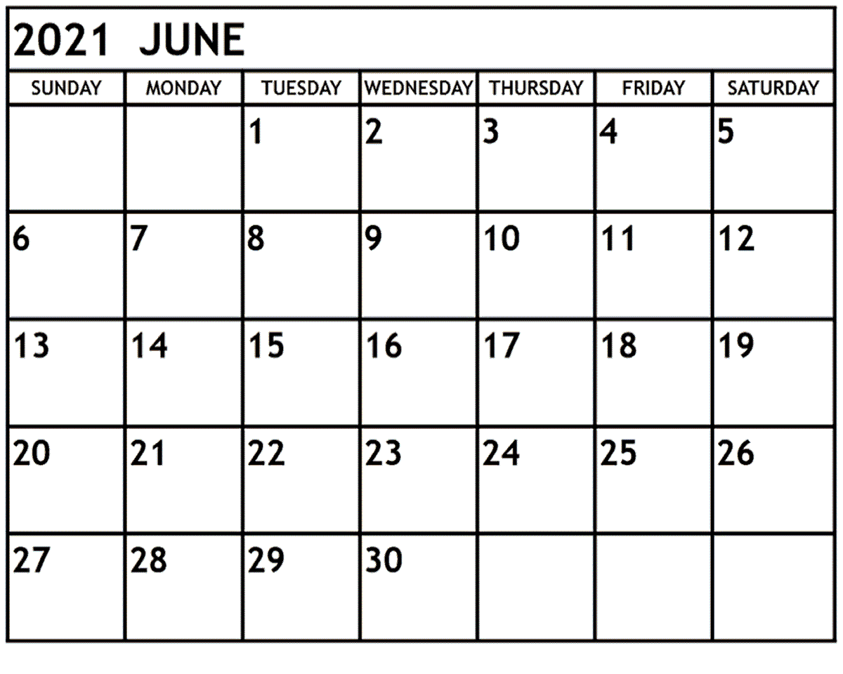 2021 June Calendar
