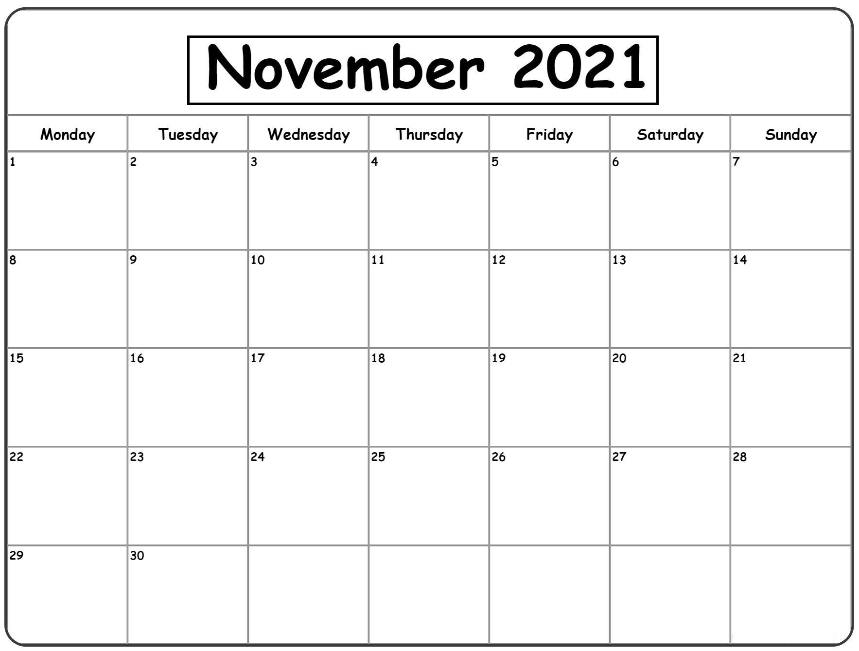 2021 November Calendar With Holidays India