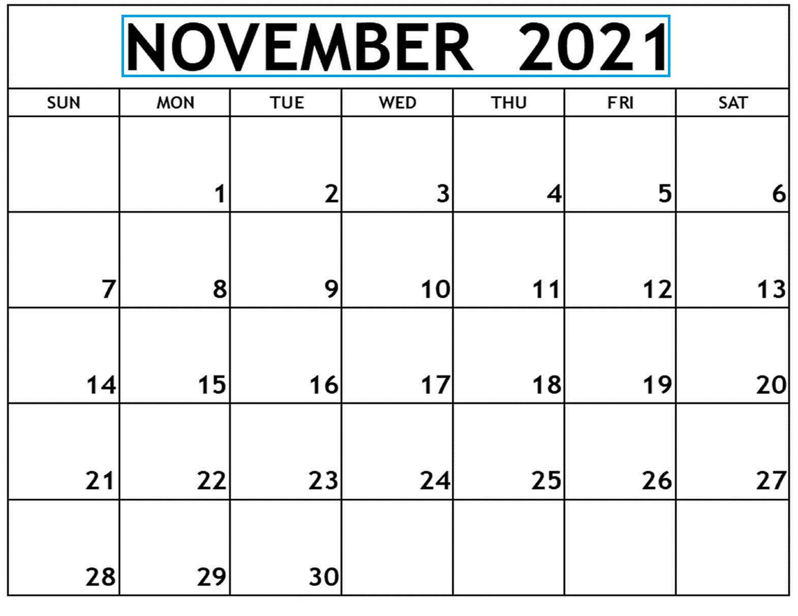 2021 November December Calendar