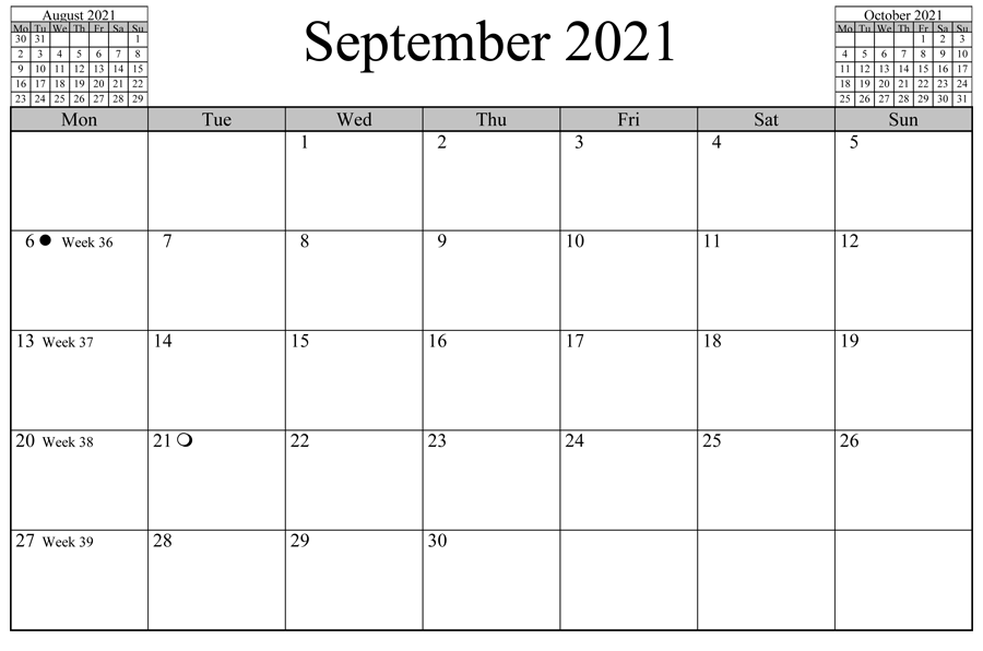 2021 September Calendar UK