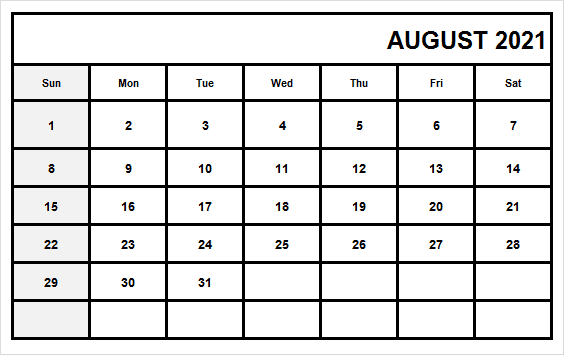 August 2021 Calendar Tamil