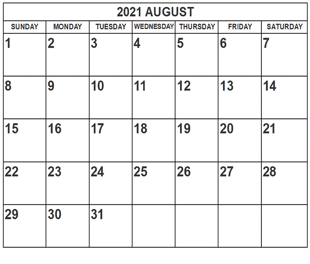August 2021 Calendar With Holidays India