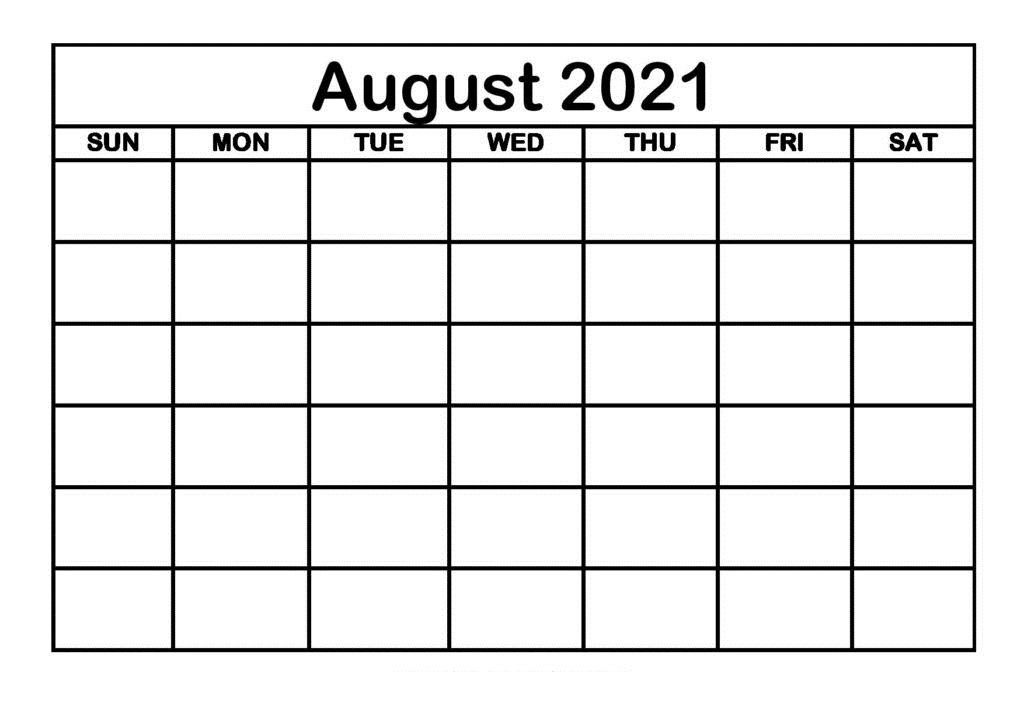 August 2021 Calendar With Holidays