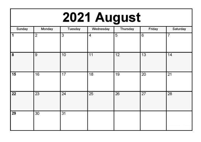 August 2021 Printable Calendar