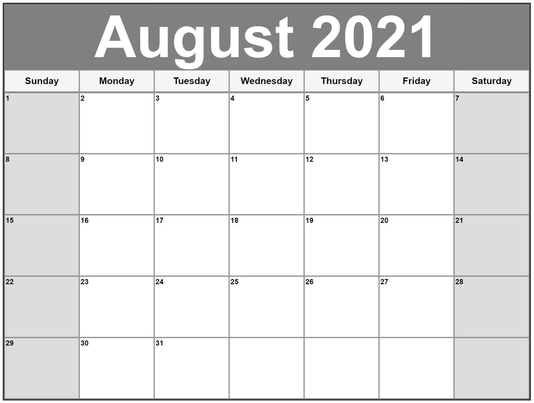 August Calendar 2021 Tamil