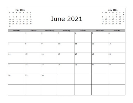 2021 June Calendar Printable Template With Holidays - Wishes Images