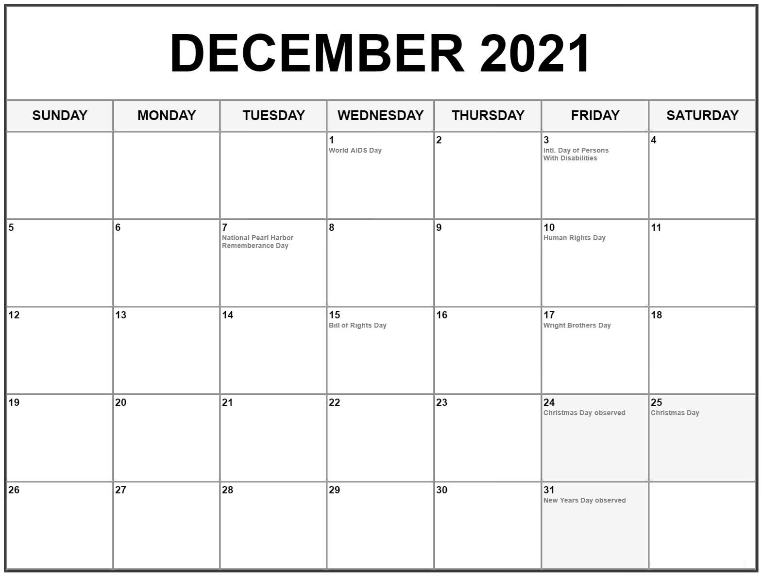December 2021 Calendar Blank Vertical