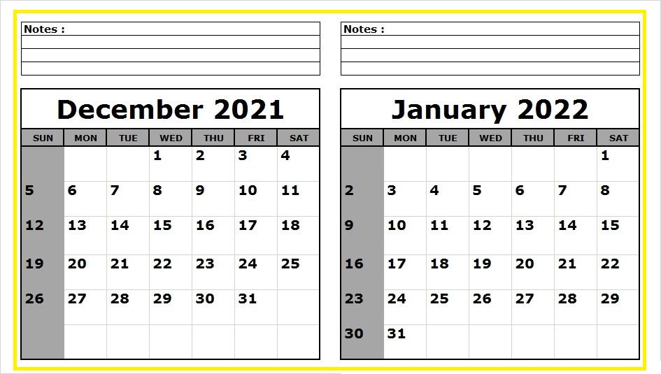 December 2021 Calendar Blank