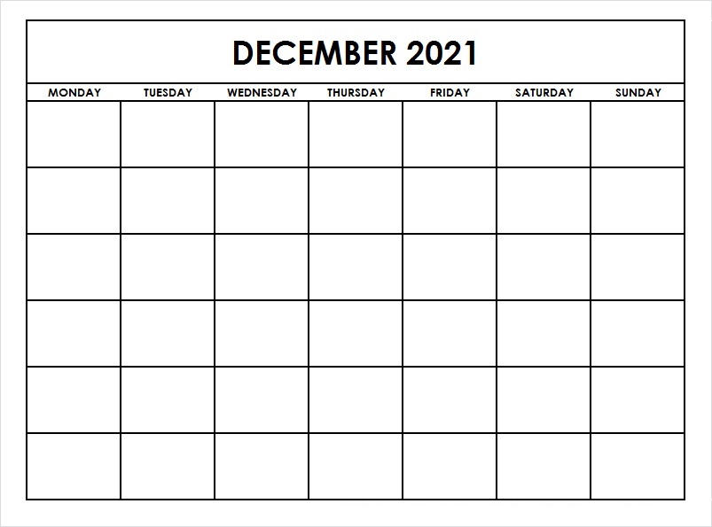December 2021 Calendar Template Large Square