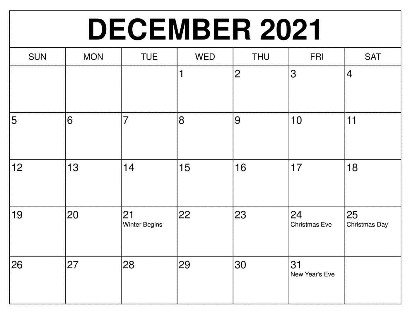 December 2021 Calendar With Holidays Canada