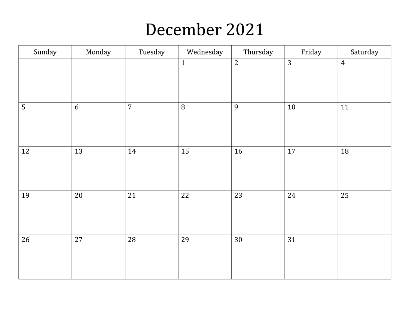 December Calendar 2021 January 2022