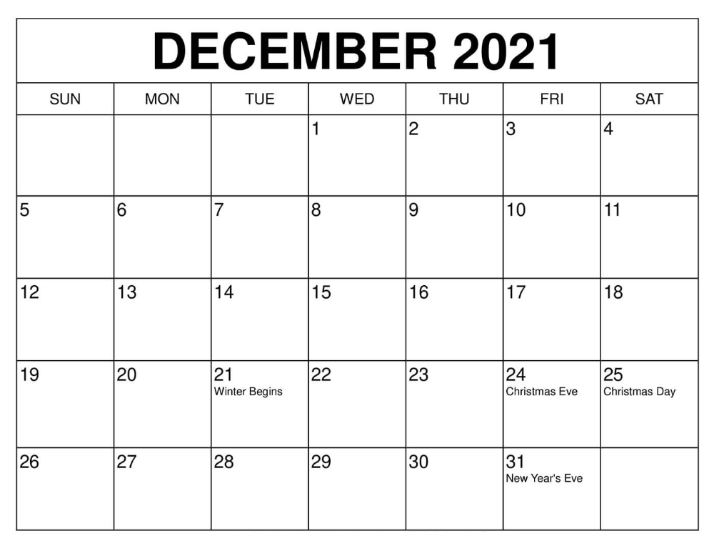 December Calendar 2021