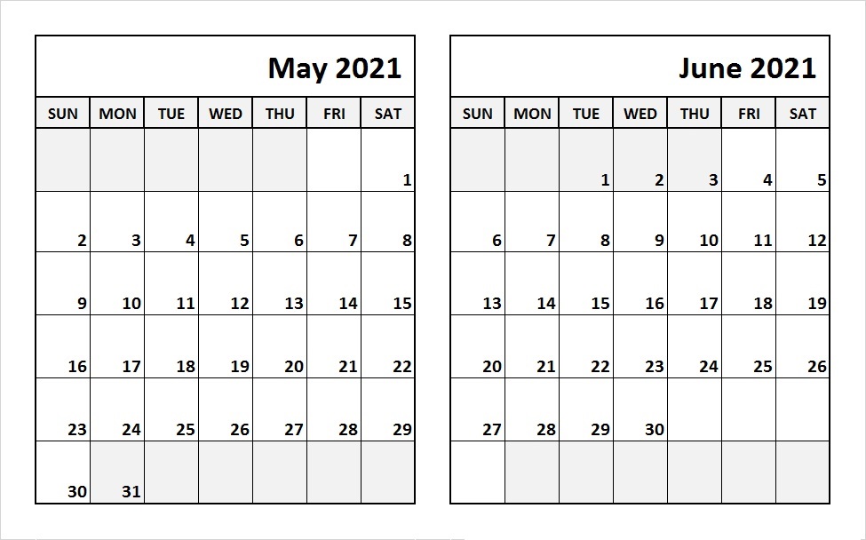 Free June 2021 Calendar Template