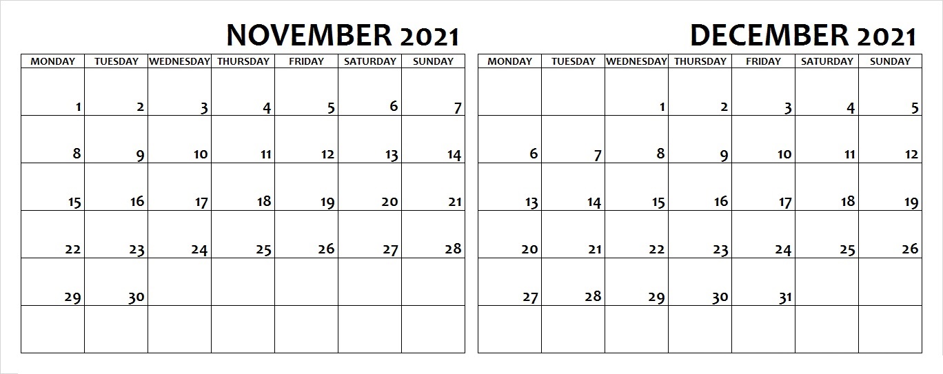 January to December 2021 Calendar With Holidays