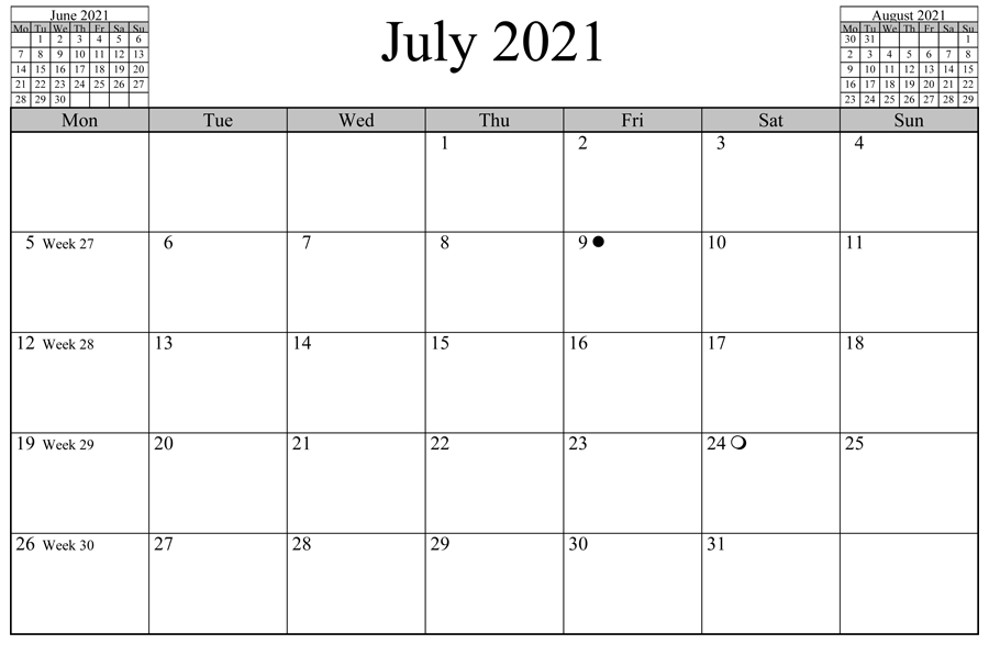 July 2021 Blank Calendar PDF