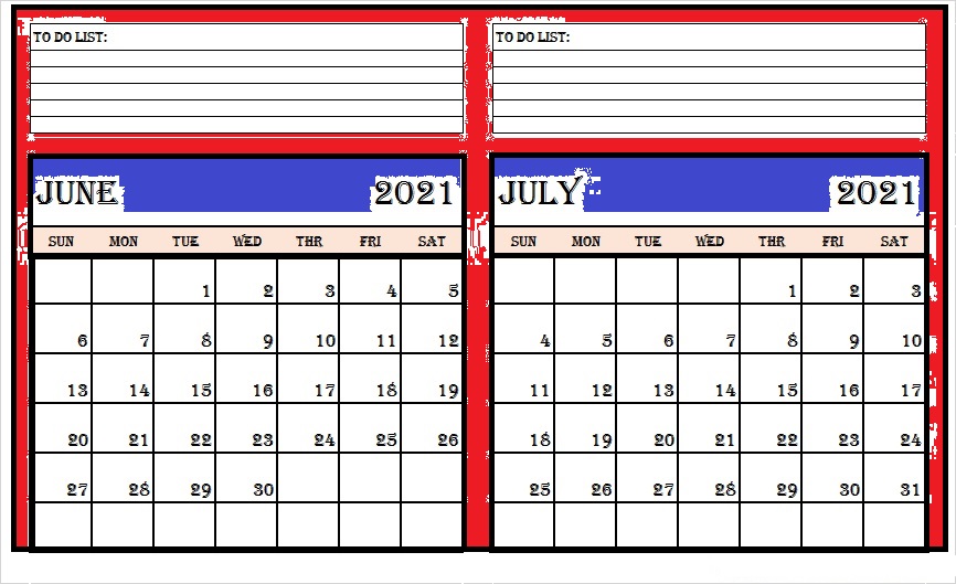 July 2021 Blank Calendar With Notes