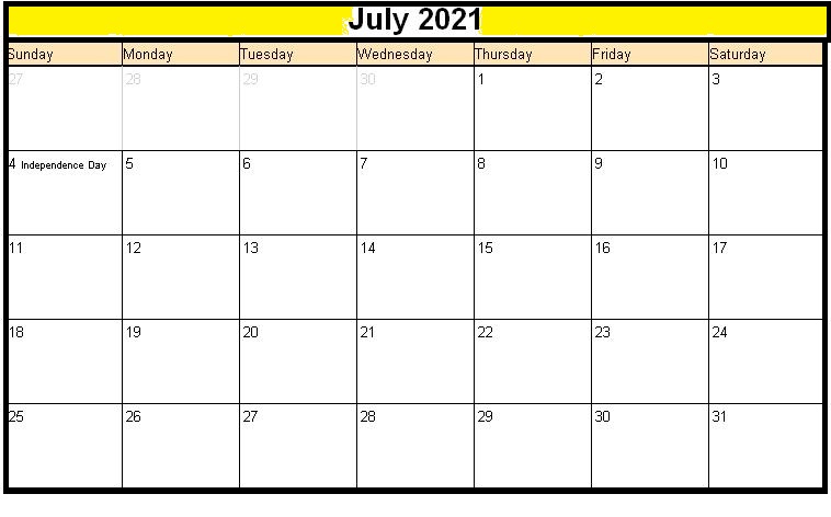 July 2021 Blank Lunar Calendar