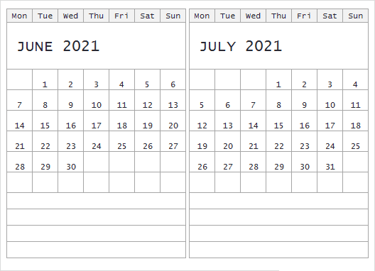 July 2021 Calendar Lunar Template