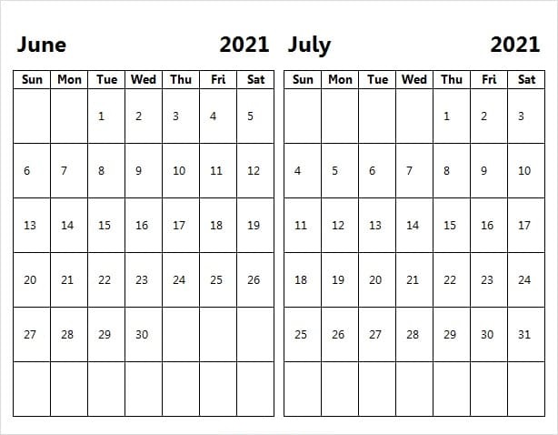 July 2021 Calendar Template With Notes