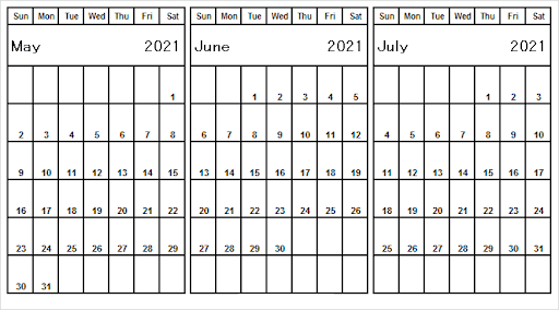 July 2021 Calendar Template Word