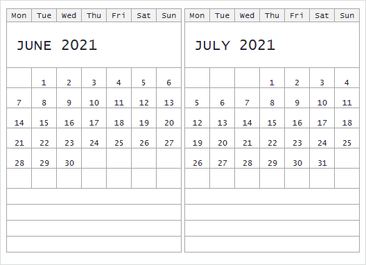 July 2021 Calendar With Holidays & Notes