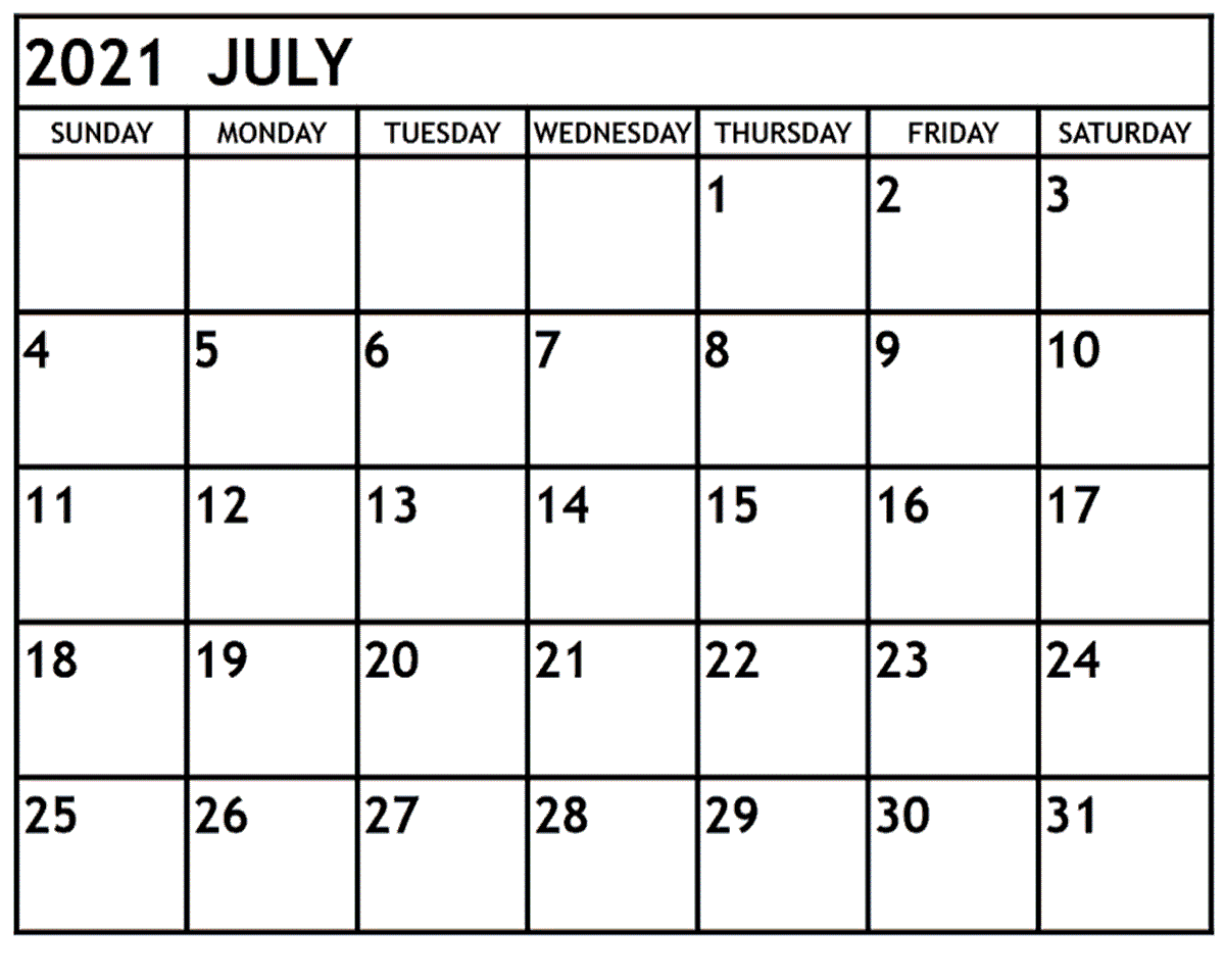 July 2021 Calendar With Holidays