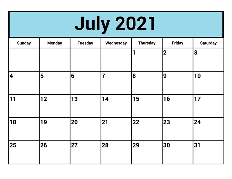 July 2021 Calendar With Holidays