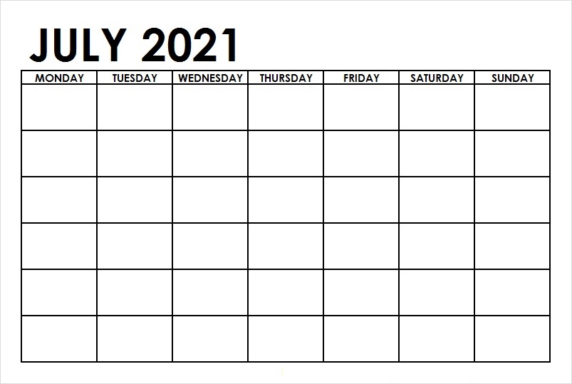 July 2021 Calendar